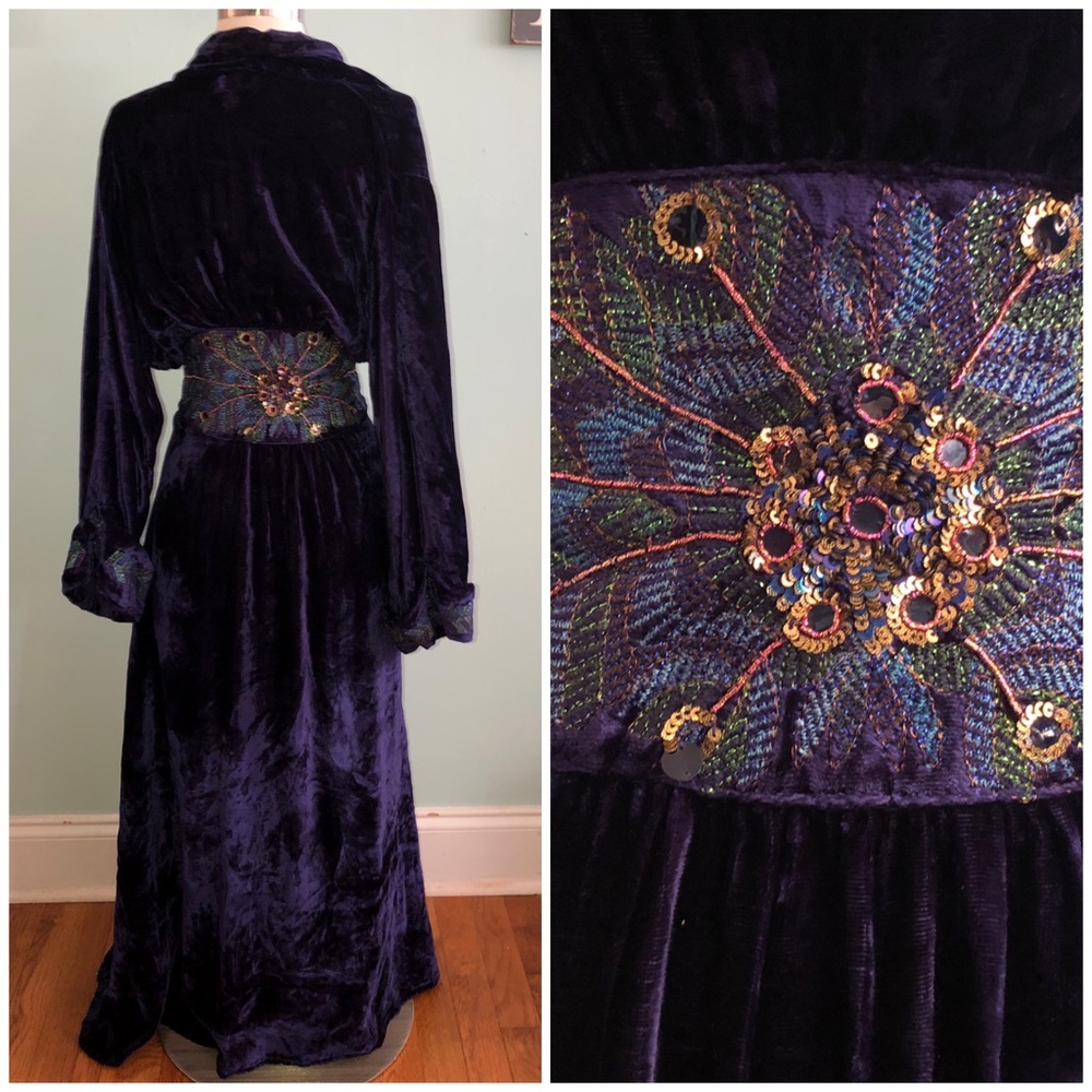 Soft Surroundings Plush Robe Peacock Velvet